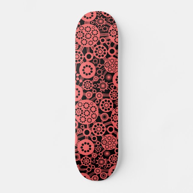 Ecosystem - Tropical Pink on Black Skateboard (Front)