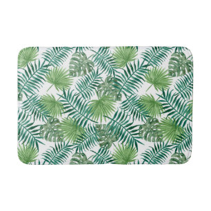 Ecotic Tropical Palm Leafes Pattern Bath Mat
