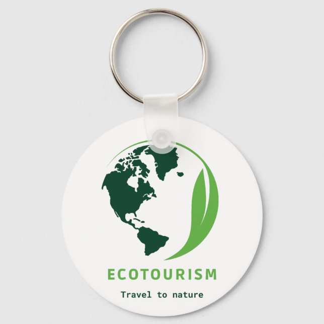 Ecotourism Green Travel to Nature Keychain (Front)