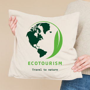 Ecotourism Green Travel to Nature Throw Pillow