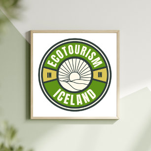 Ecotourism Nordic Iceland Green Slow Travel Logo Poster