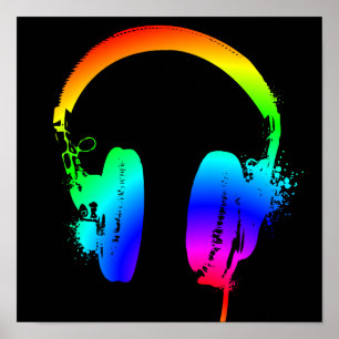 Écouteurs Arc-en-ciel Graphique Poster de l'affich