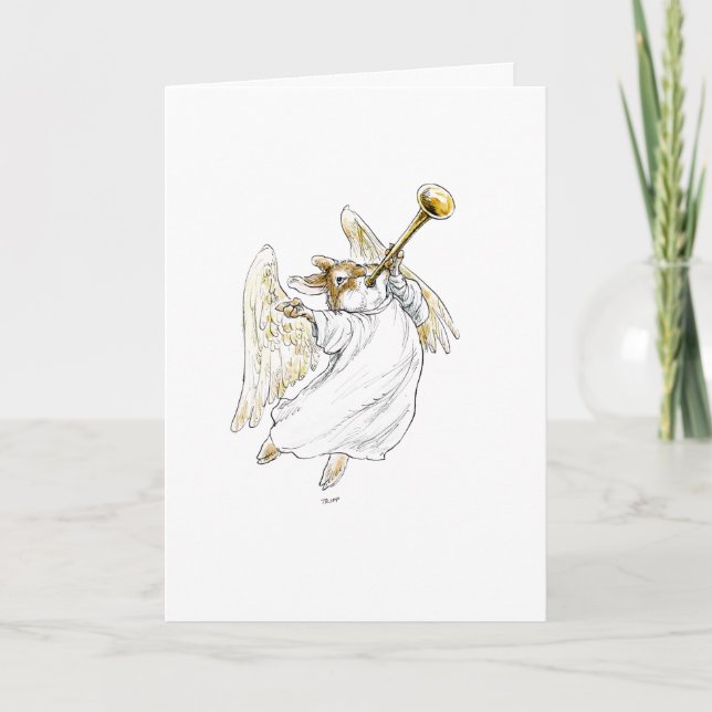 Écoutez ! Lapin ange avec carte de trompette (Devant)