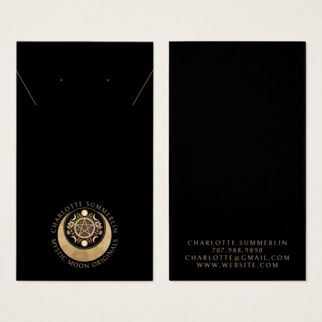 Écran de collier céleste lune or noir oreille (Devant & derrière)