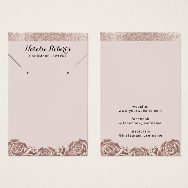 Écran de collier rose or fleuri (Devant & derrière)