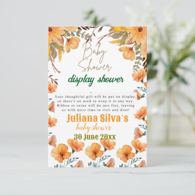écran de fleurs sauvages bébé doucheEnfermé carte (Debout devant)