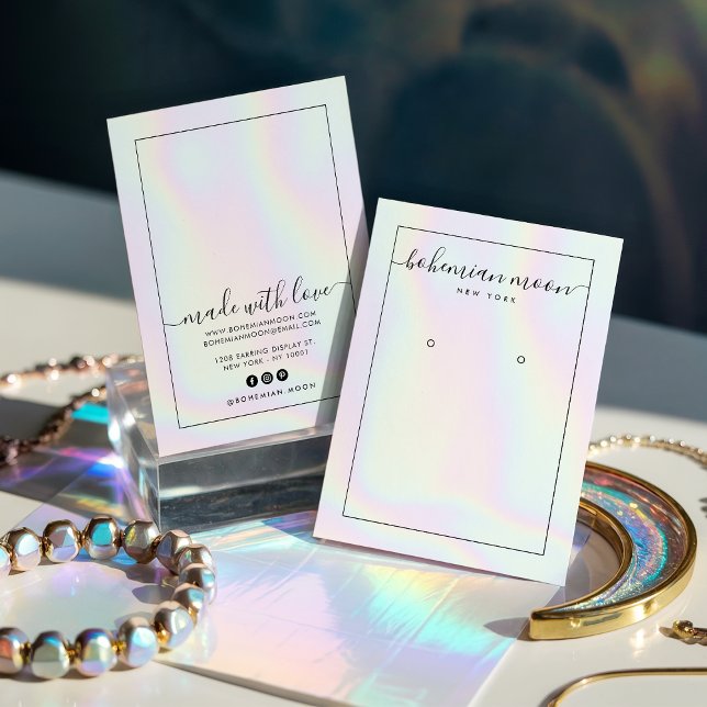 Écran d'écoute de script holographique moderne (Modern holographic unicorn script earring display)