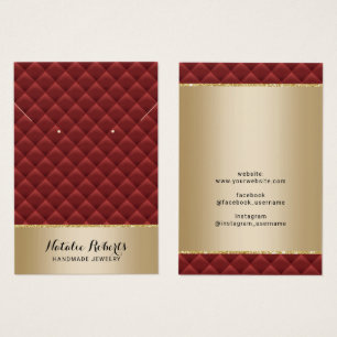 Écran d'oreille de luxe Red Quilted Gold Bijoux