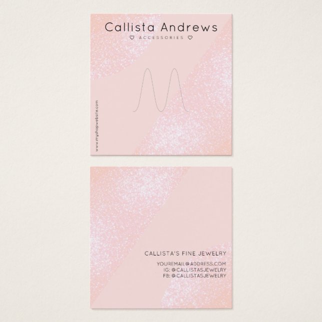 Écran Geo Heart Parties scintillant rose pâle (Devant & derrière)