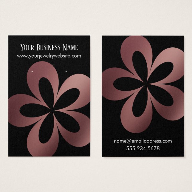 Écran rose Gold sur Fleur noire 1 Porte-oreille (Devant & derrière)