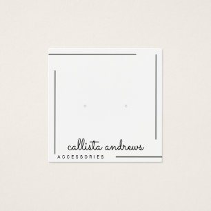 Ecran Simple Blanc Bordure Noire Boucles d'oreille