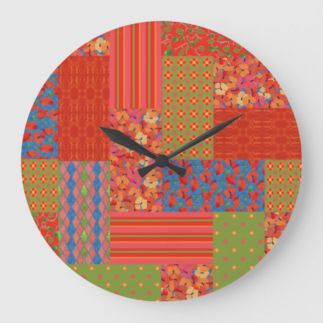 Écrans Chic Faux-patchwork Horloge murale (Recto)