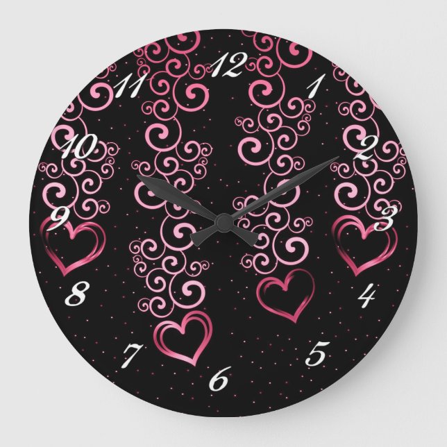 Écrasement Coeurs Vins Horloge Mur (Recto)