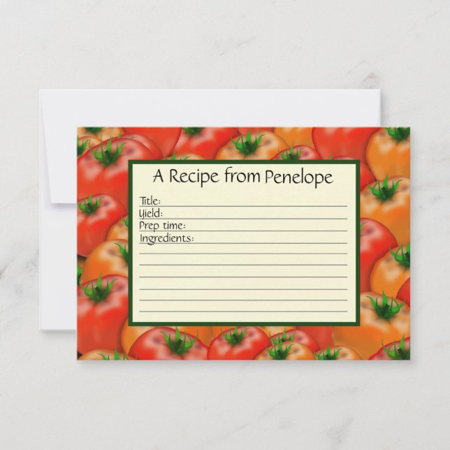 Écrire sur la carte de recette Motif de tomate jut (Devant)