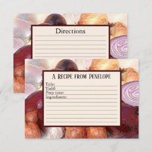Écrire sur les oignons de la carte de recette avec