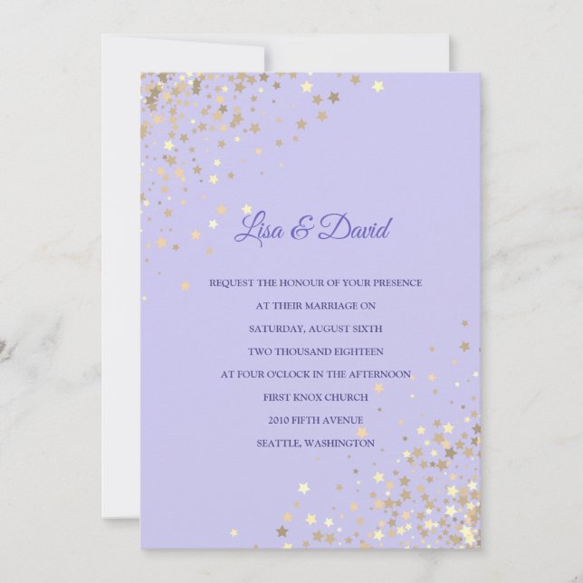 Écrit Dans Le Faire-part de mariage Stars (Devant)