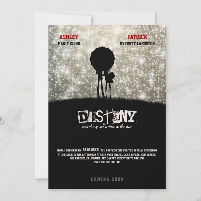 Écrit dans les Stars "Movie Poster Invitation de m (Devant)