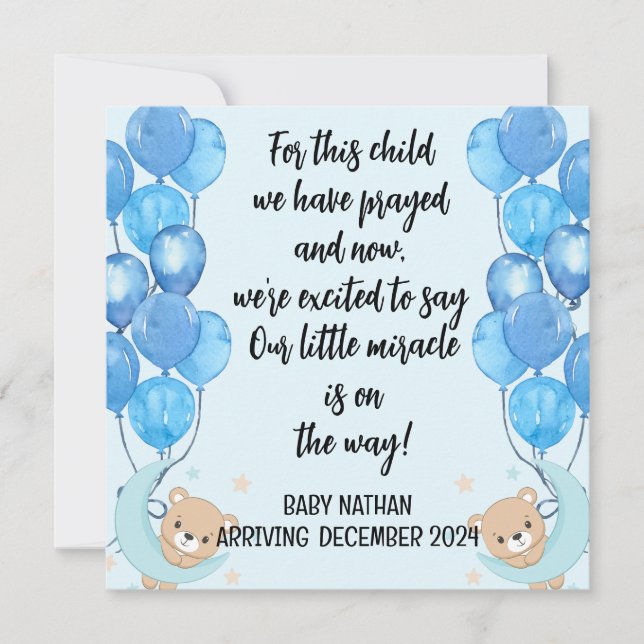 Écriture Baby Boy Carte Faire-part Enfant 2 (Devant)