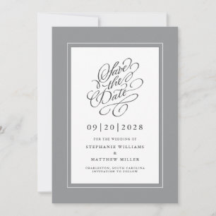 Écriture calligraphique grise pour faire-part de f