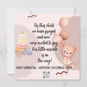 Écriture Carte Faire-part bébé fille ours
