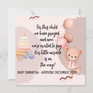 Écriture Carte Faire-part bébé fille ours