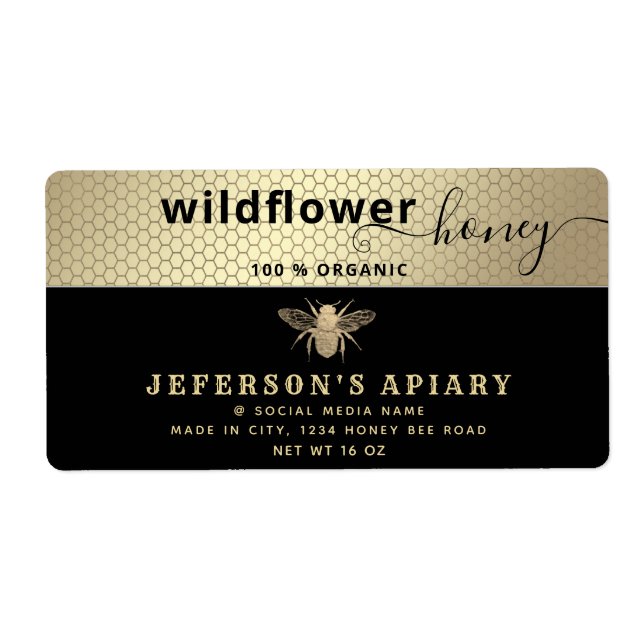 Écriture d'abeille en or noir moderne Chocolat (Devant)