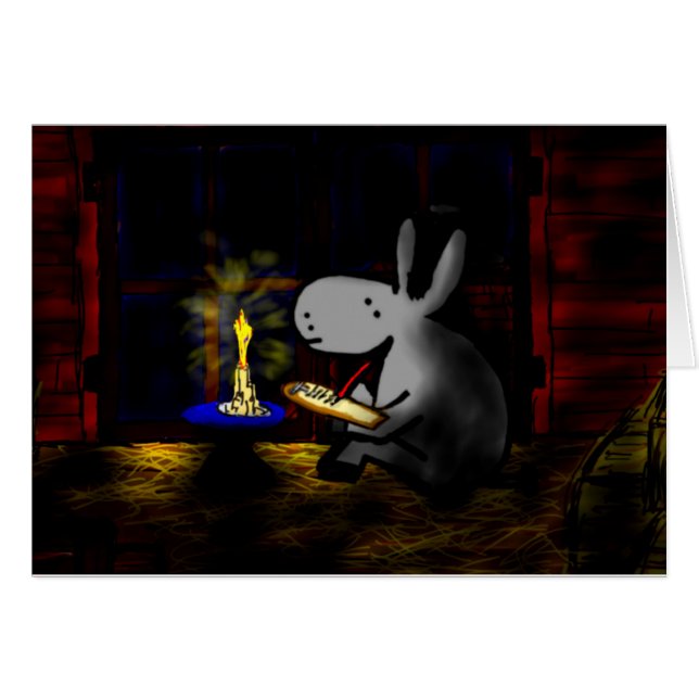 écriture d'âne par lueur d'une bougie (Devant horizontal)