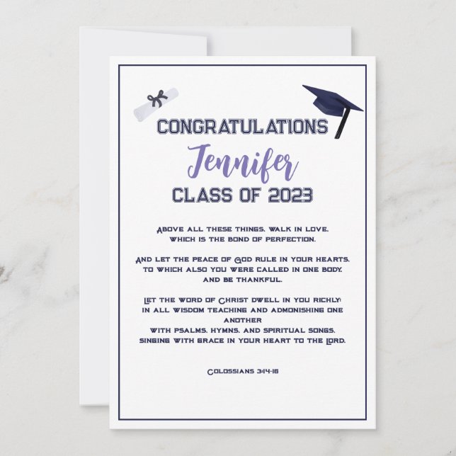 Écriture de diplôme Carte de voeux violet (Devant)