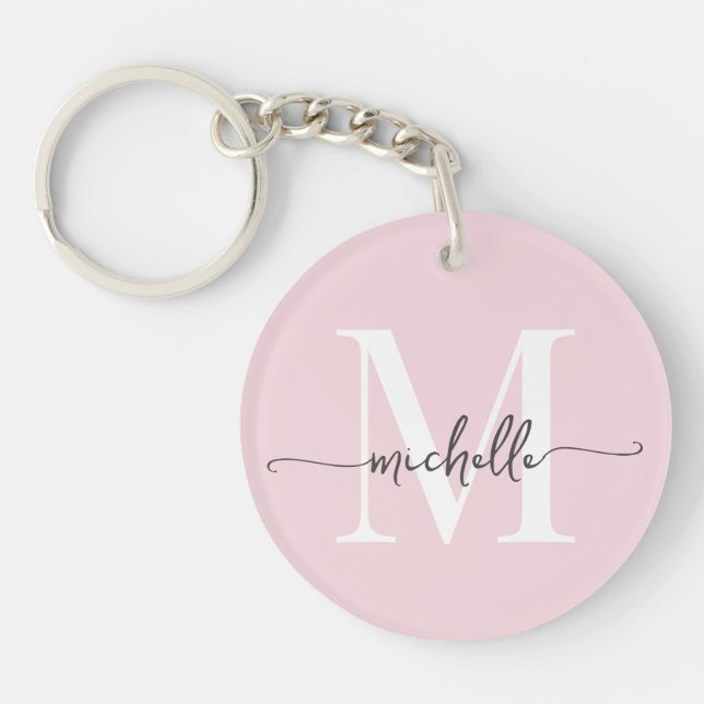 Écriture de nom de monogramme rose pâle élégant mo (Devant)