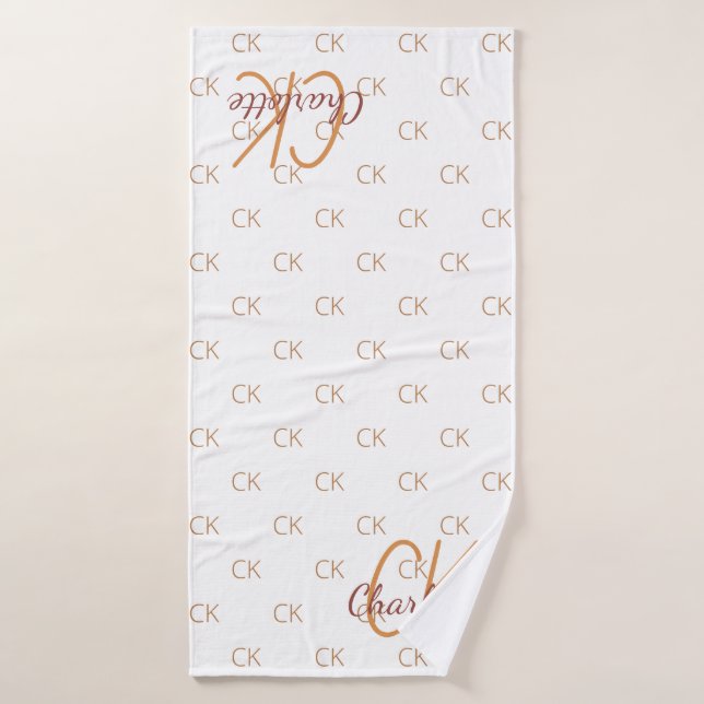 Écriture de nom du monogramme en or blanc élégant (Serviette de bain)