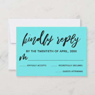 Écriture décontractée Carte RSVP Aqua Wedding