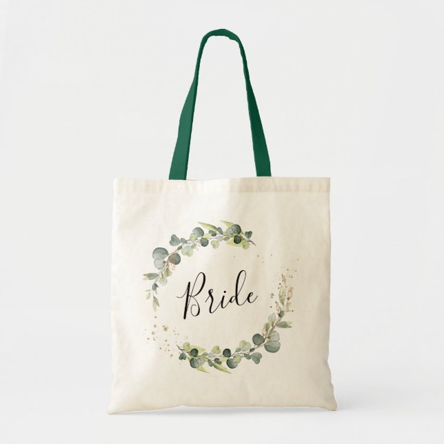 écriture élégante verdure feuillage de mariée sac  (Devant)