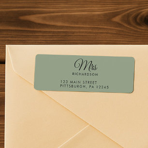 Écriture Élégante Vert Sauge Mme. Adresse de Retou