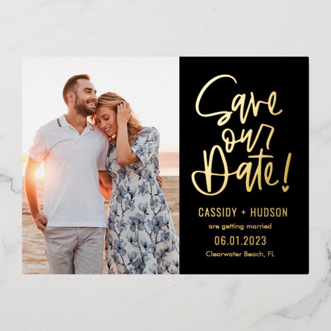 Écriture Flaquée Enregistrer la date Carte Postale (Recto)