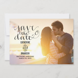 Écriture funky Save The Date - Bois