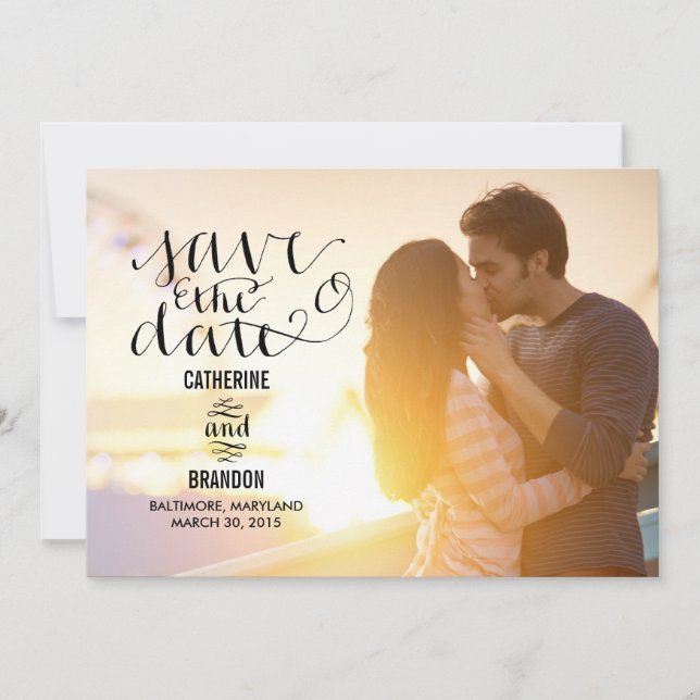 Écriture funky Save The Date - Bois (Devant)