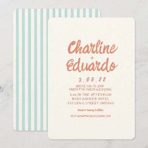 Écriture manuelle Pastel Retro Simple Faire-part d