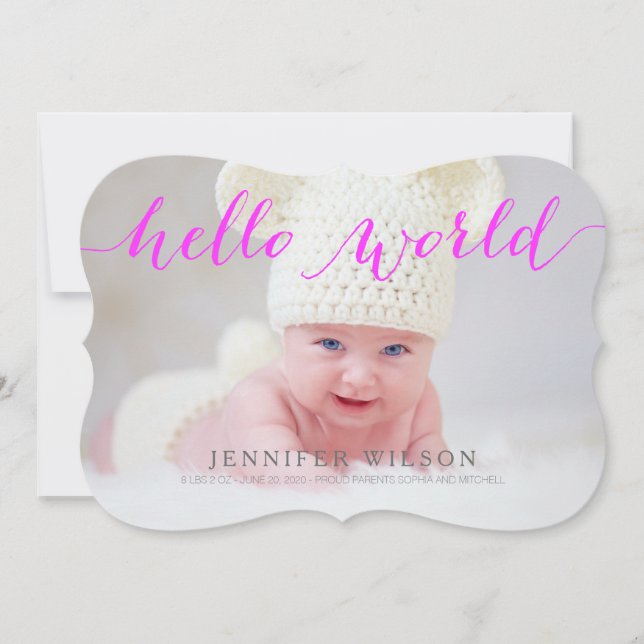 Écriture manuscrite Faire-part de naissance bébé C (Devant)