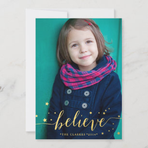 Écriture manuscrite Gold Believe   Carte photo de 