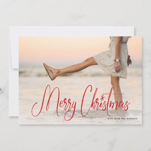 Écriture manuscrite Joyeux Carte photo de Noël (Devant)