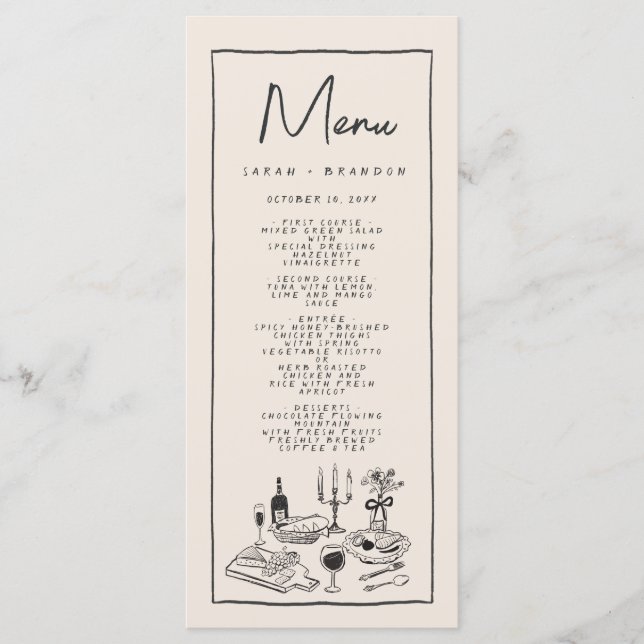 Écriture manuscrite Typographie Retro Mariage Menu (Devant)