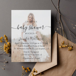 écriture moderne baby shower photo invitation