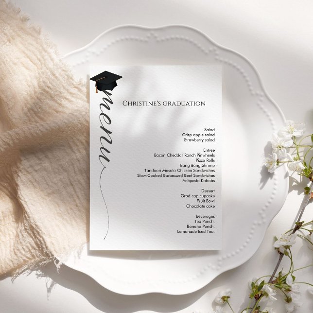 Écriture moderne Graduation dîner menu (Créateur téléchargé)