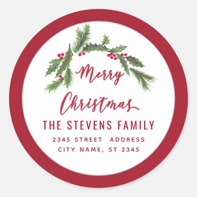 Écriture moderne Joyeux Noël rouge saint Étiquette (Devant)