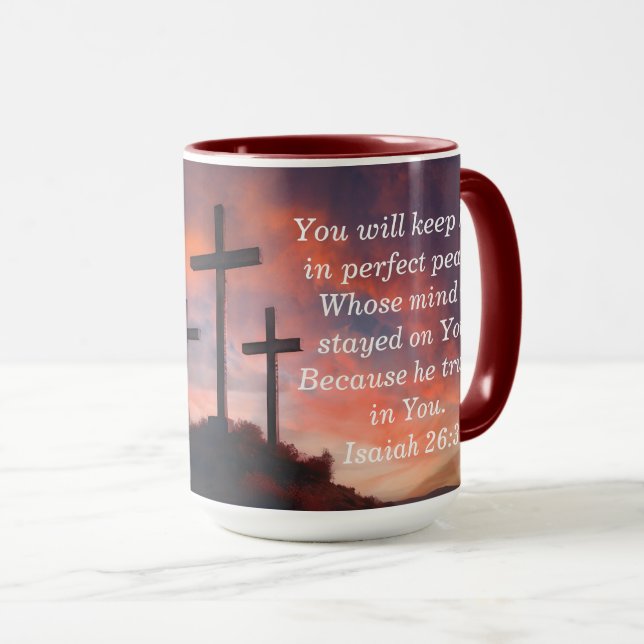 Écriture Personnalisée Faith Café Mug Isaïe 26:3 (Devant droit)