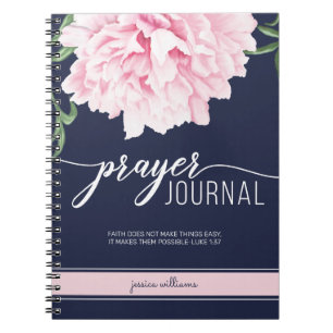 Écriture personnalisée Floral Peony Navy Journal