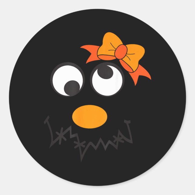Ecrow Face Funny Bow Thanksgiving Halloween Classic Round Sticker (Front)
