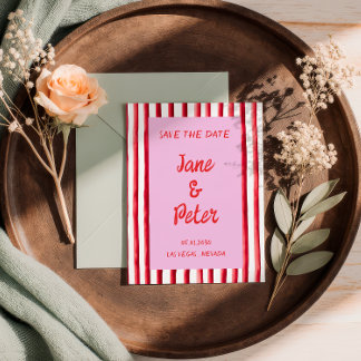 Écrriture manuscrite rose et rouge rayée, carte de