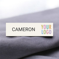 Ecru 3.5 inch Name Tag with Company Logo Magnetic