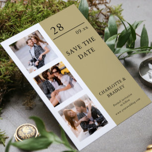Ecru 4 Photo Modern Minimalist Wedding Save The Date